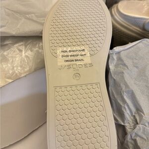 J Slides Women's White and Brown High-Top Sneakers